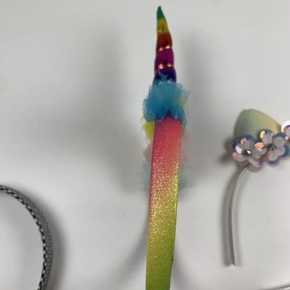 3‎ Piece Shiny Unicorn Horn Rainbow Elastic Cat Glamour Headband Catchers 6185